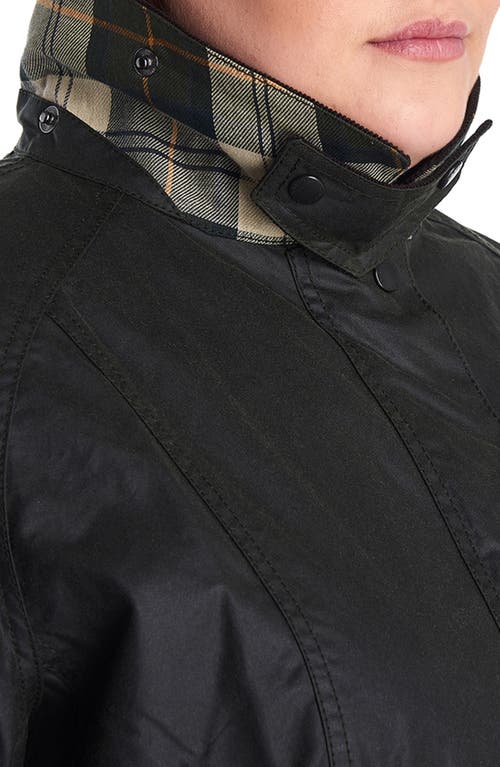 Barbour Plus Size Classic Beadnell Waxed Cotton Raincoat In Sage Green