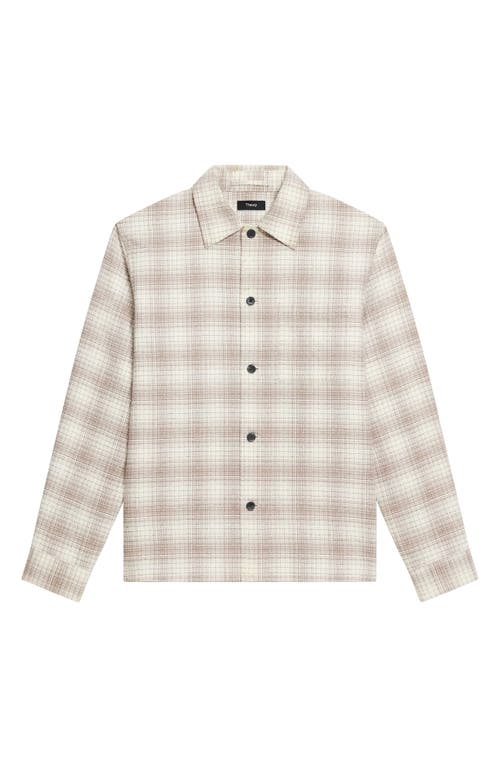 Theory Button-up Shirt In Textured Check In Gray