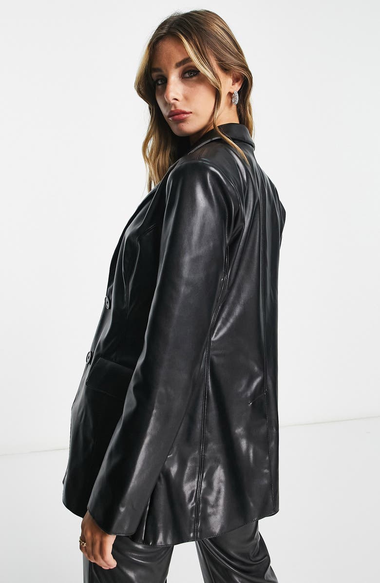 ASOS DESIGN Fitted Faux Leather Blazer, Alternate, color, 