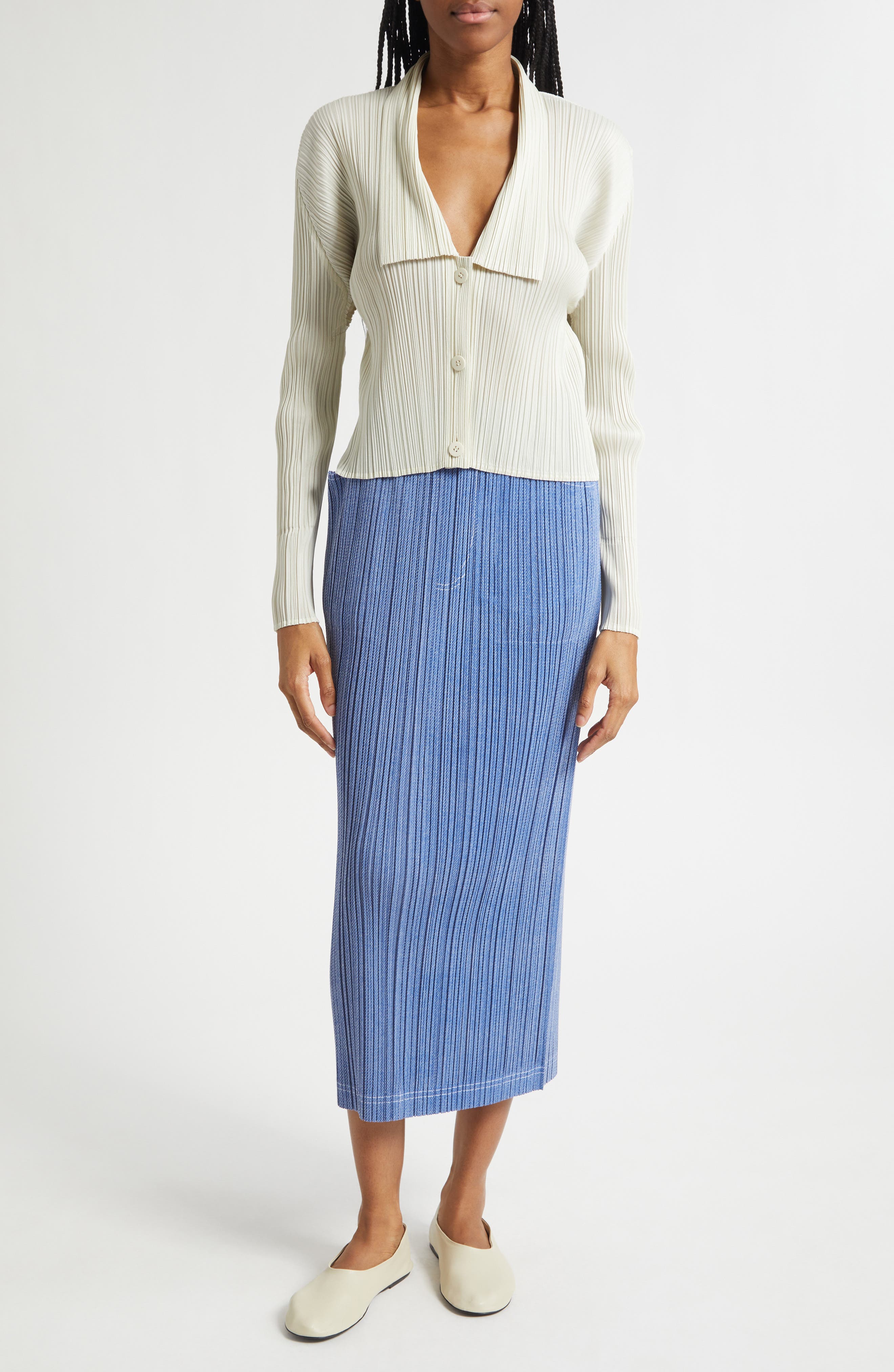 Issey Miyake Trompe l'Oeil Pleated Midi Skirt (Women) | Nordstrom