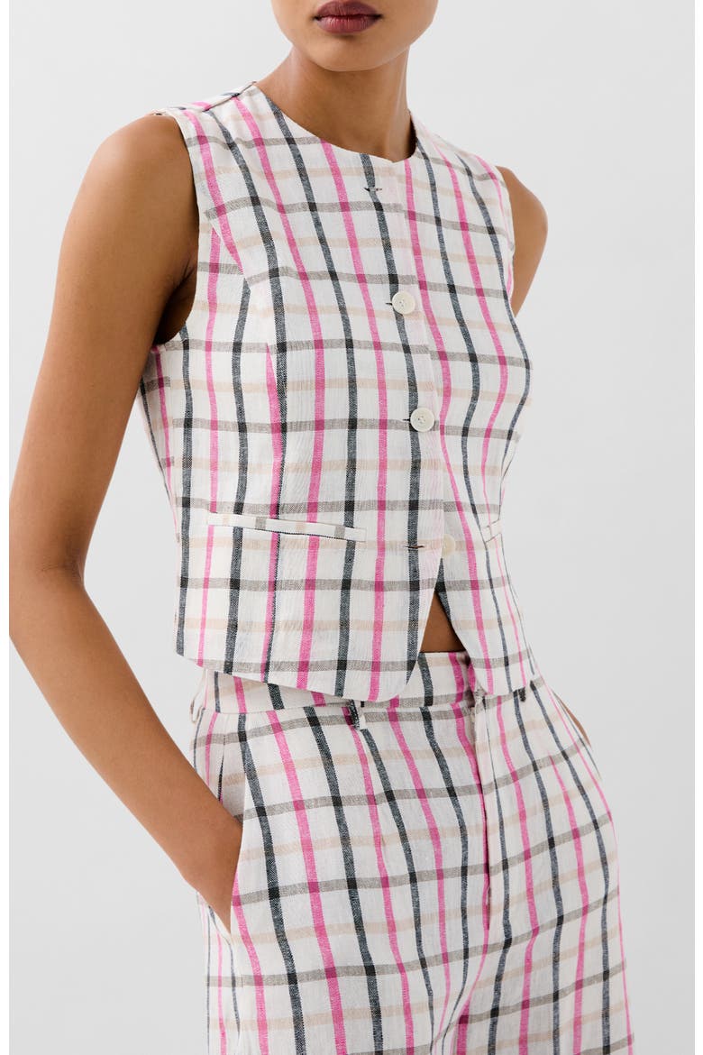 Vichy Vest, Main, color, Black-Pink