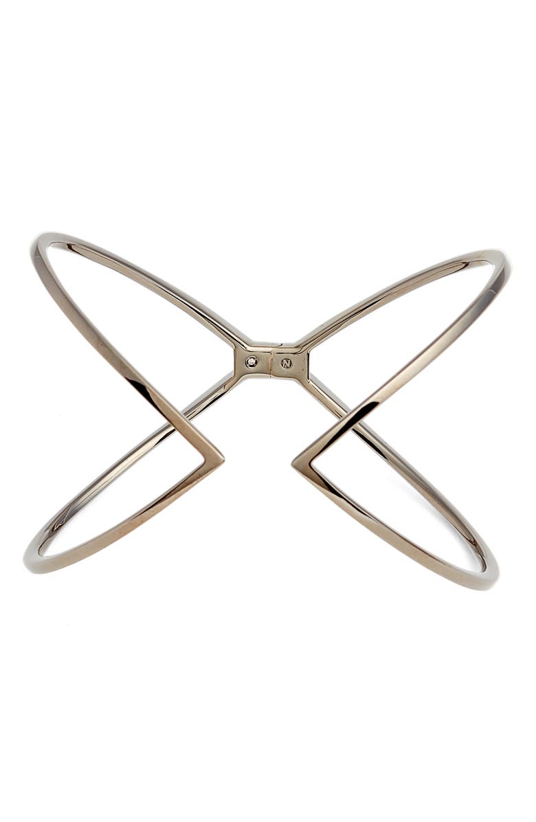 Nadri Open X Hinge Bracelet, Main, color, 