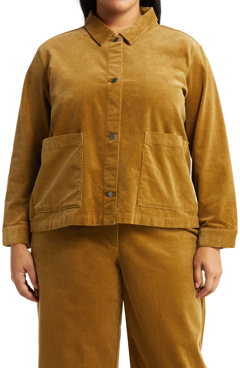 Eileen Fisher Classic Collar Organic Cotton Corduroy Jacket, Alternate, color,