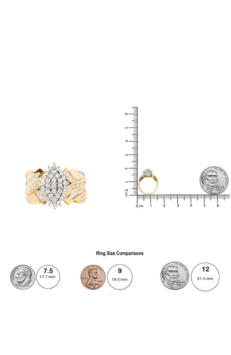 Haus of Brilliance 10K Yellow Gold 1 Cttw Diamond Pear Shaped Cluster Cocktail Ring, Alternate, color, Yellow