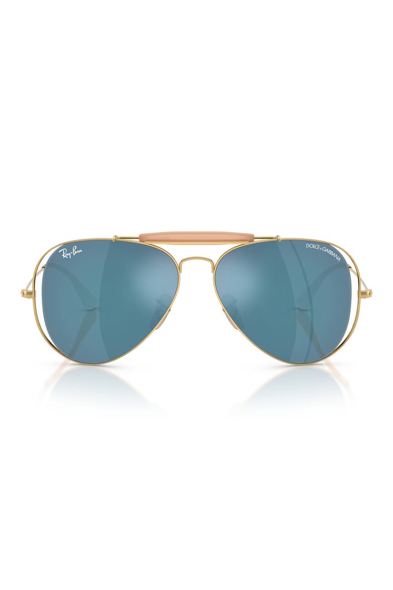 Outdoorsman 53mm Mirrored Pilot Sunglasses, Main, color, ARISTA / DARK BLUE MIRROR BLUE
