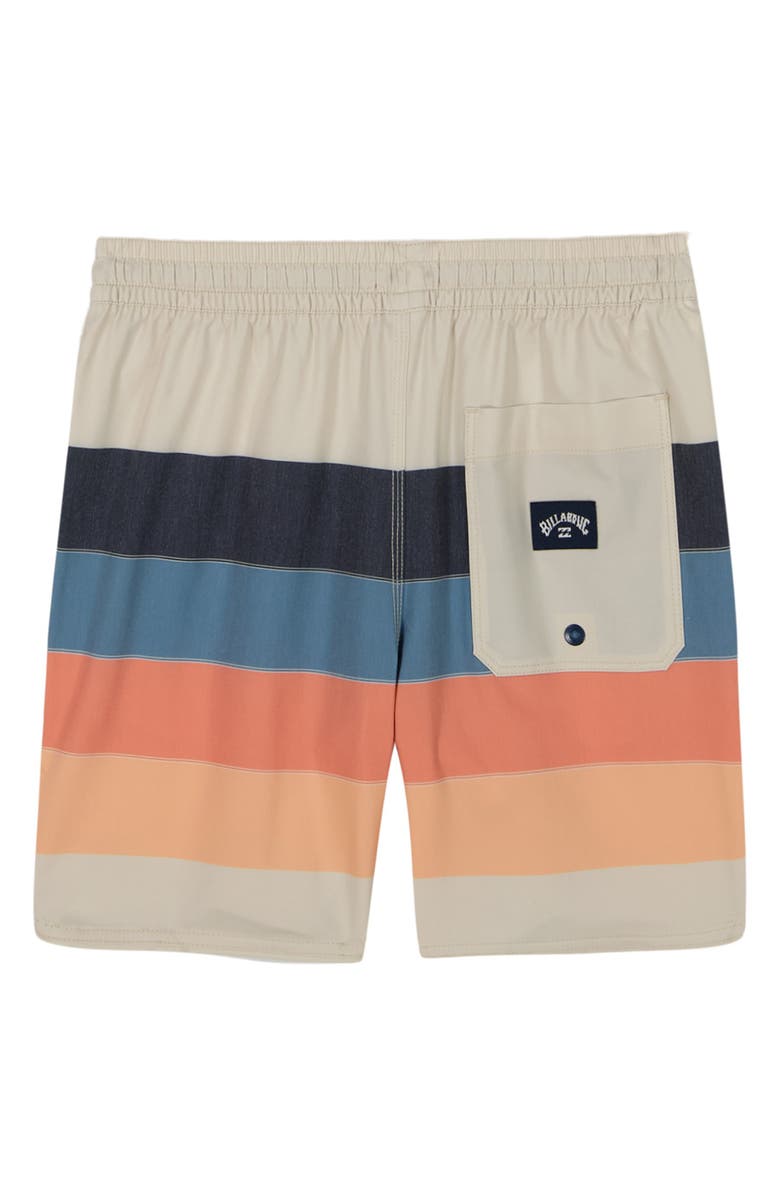 Billabong Kids' Sand Bar Stripe Water Repellent Layback Swim Trunks, Alternate, color,