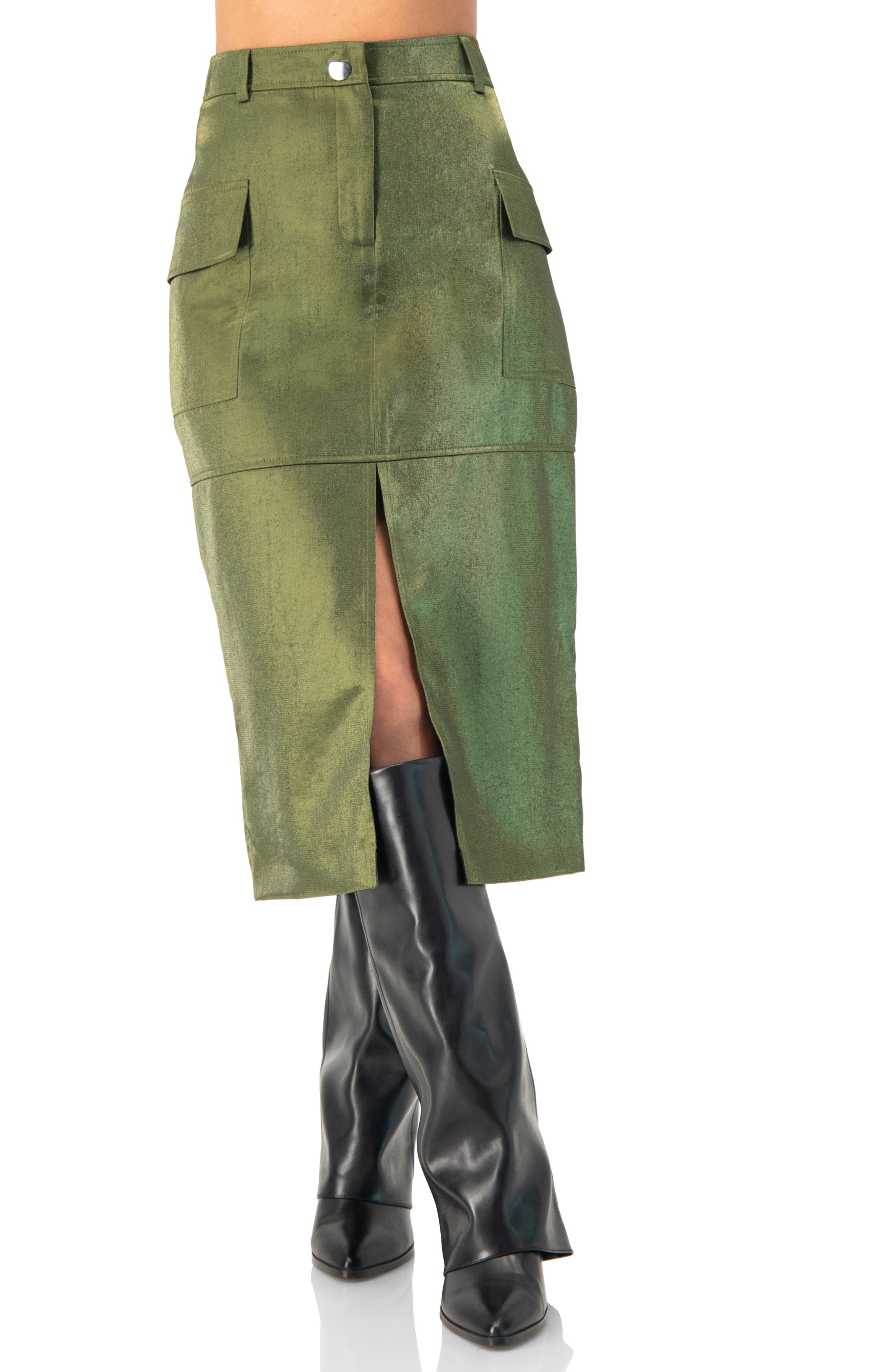 Midi Skirt with Front Slit