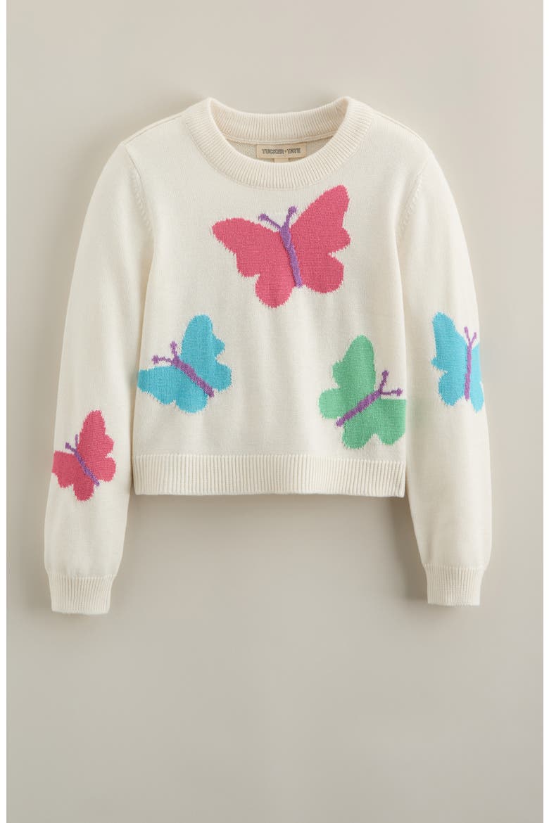 Kids' Icon Sweater, Main, color, IVORY EGRET LIL BUTTERFLIES