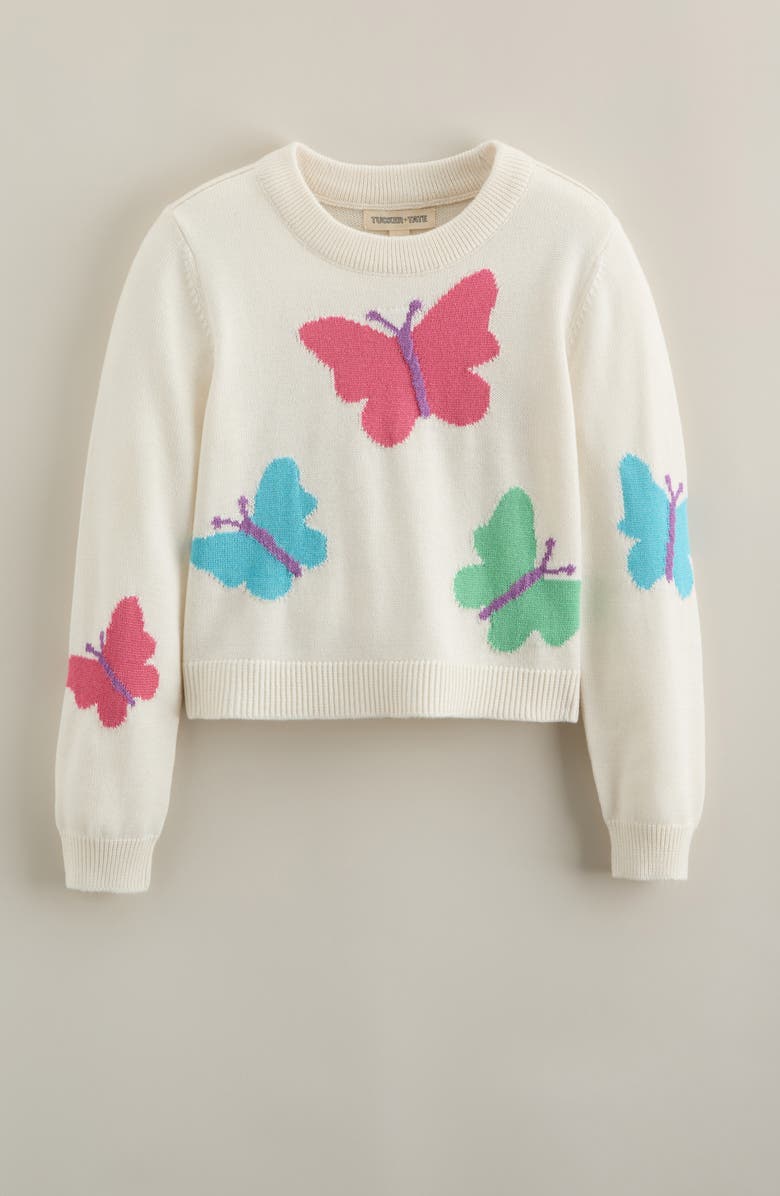 Tucker + Tate Kids' Icon Sweater, Main, color, Ivory Egret Lil Butterflies