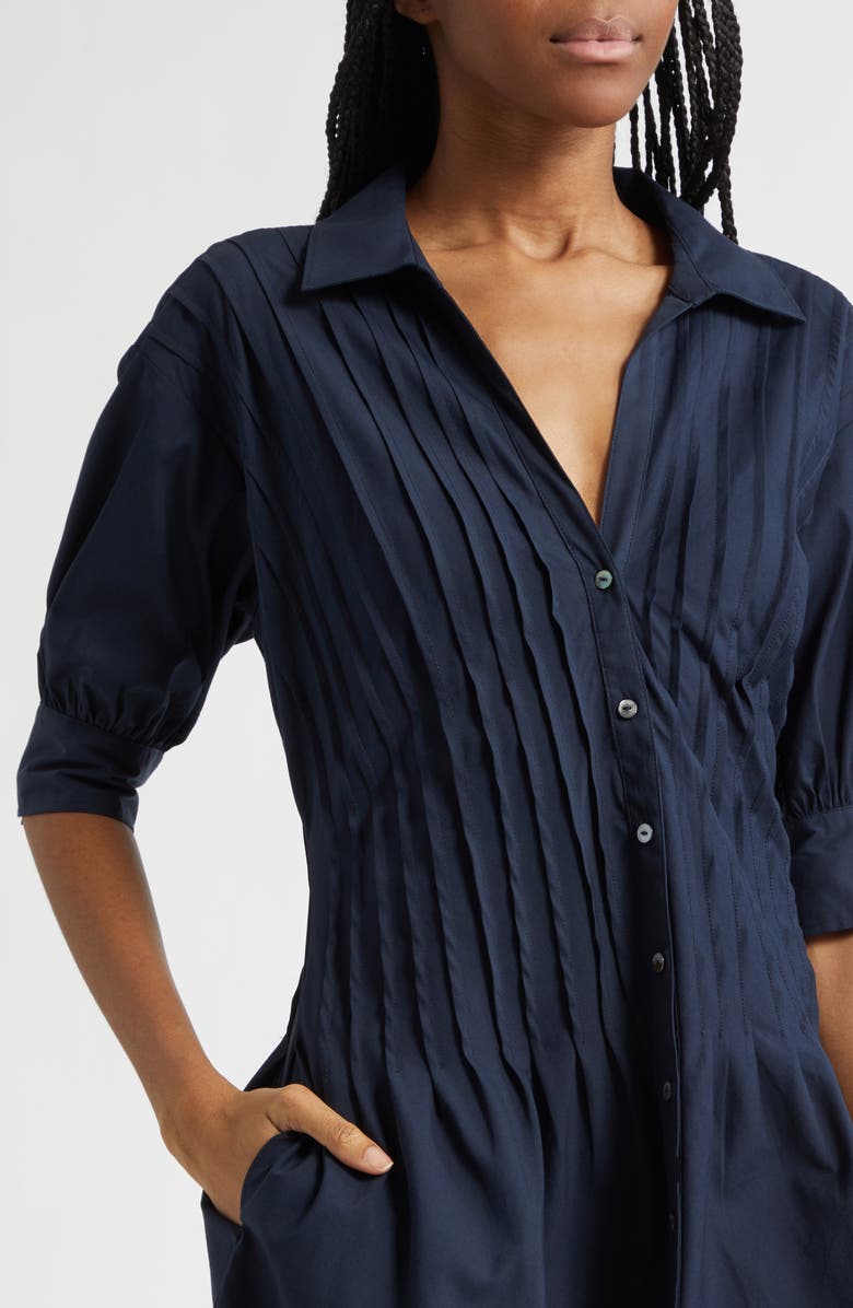 Cinq à Sept Monty Pleated Minidress, Alternate, color, Navy