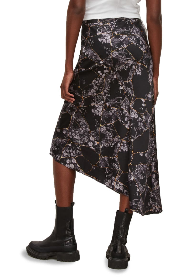 Luisa Buruberu Floral Midi Skirt, Alternate, color, BLACK