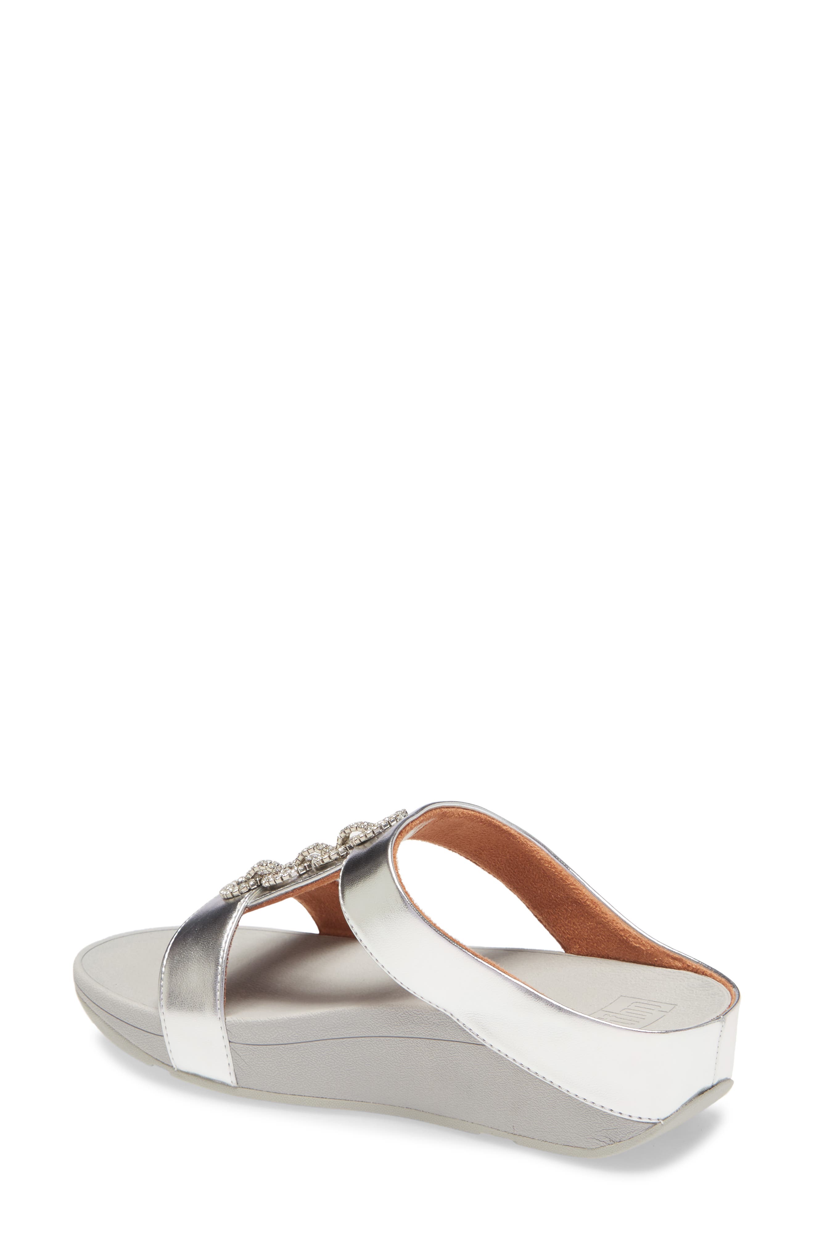 FitFlop Fino Sparkle Wedge Slide Sandal, Alternate, color, Silver