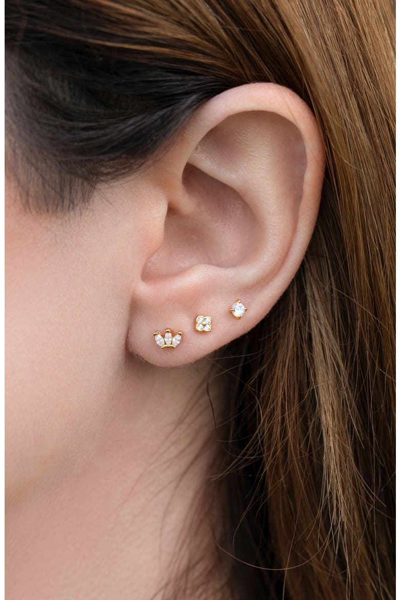 Dainty Brilliance Flat Back Earring, Alternate, color, GOLD