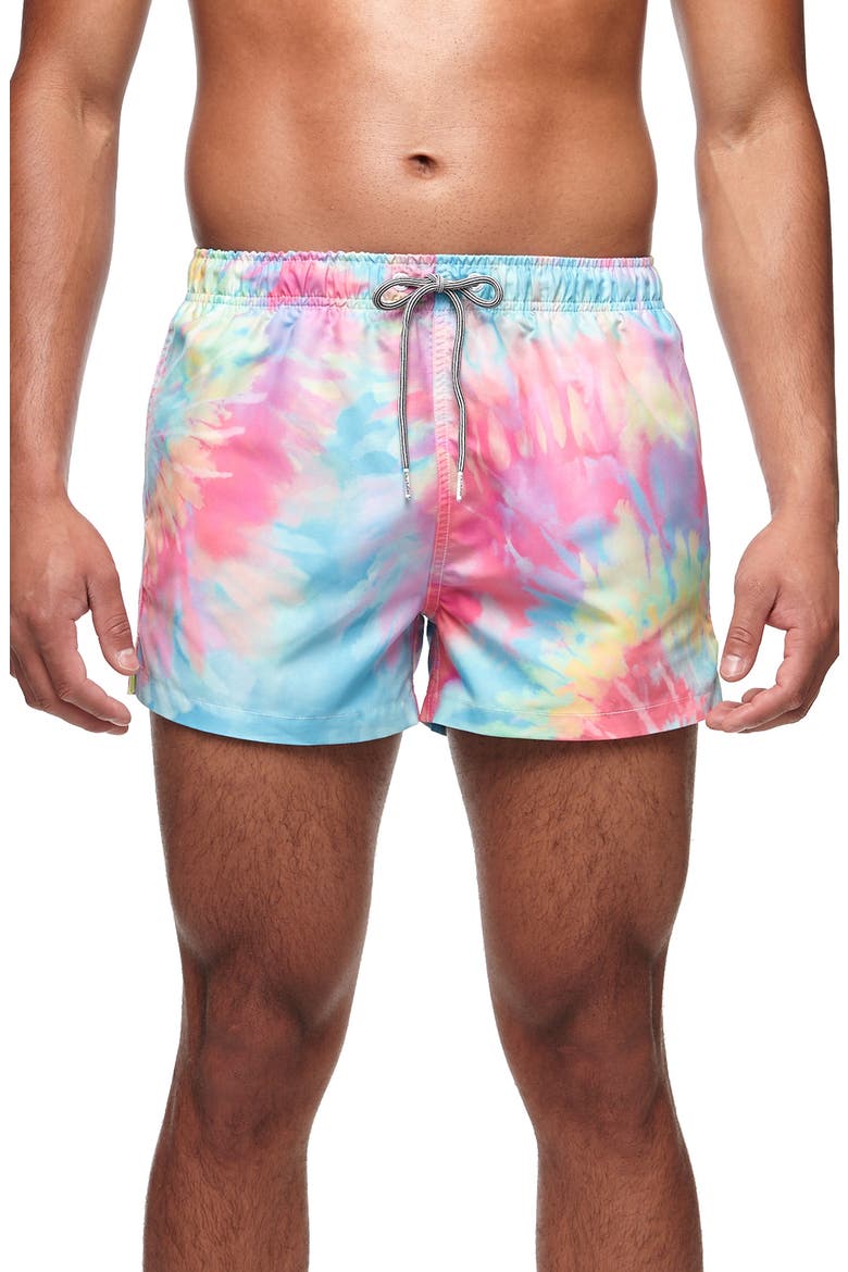 Spiral Tie Dye III Shortie Swim Trunks, Main, color, MULTI