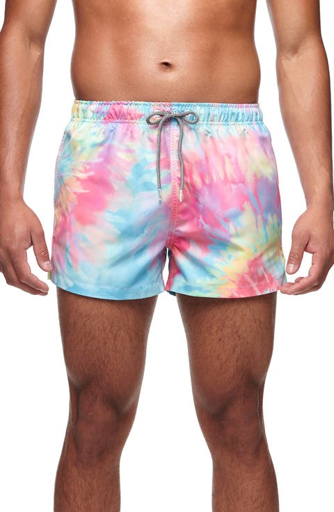 Spiral Tie Dye III Shortie Swim Trunks