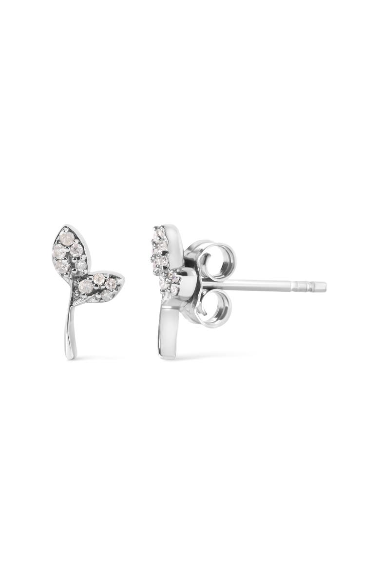 Haus of Brilliance 925 Sterling Silver 1/16ct TDW Diamond Leaf Earrings, Alternate, color, Silver