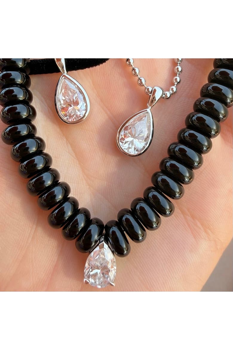 The Sloane Black Agate And Moissanite Necklace, Alternate, color, Black