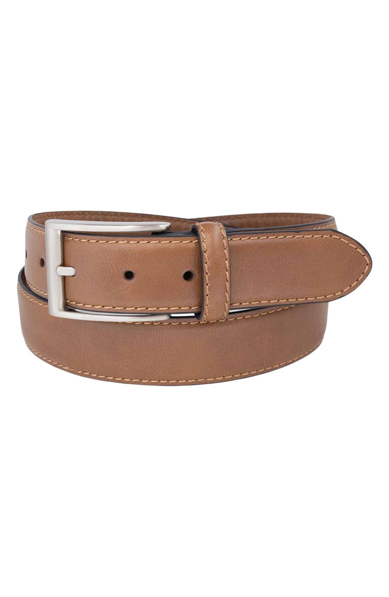 Bosca Edge Stitched Leather Belt, Main, color, 