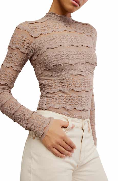 Free People Angelina Floral Lace Detail Bodysuit
