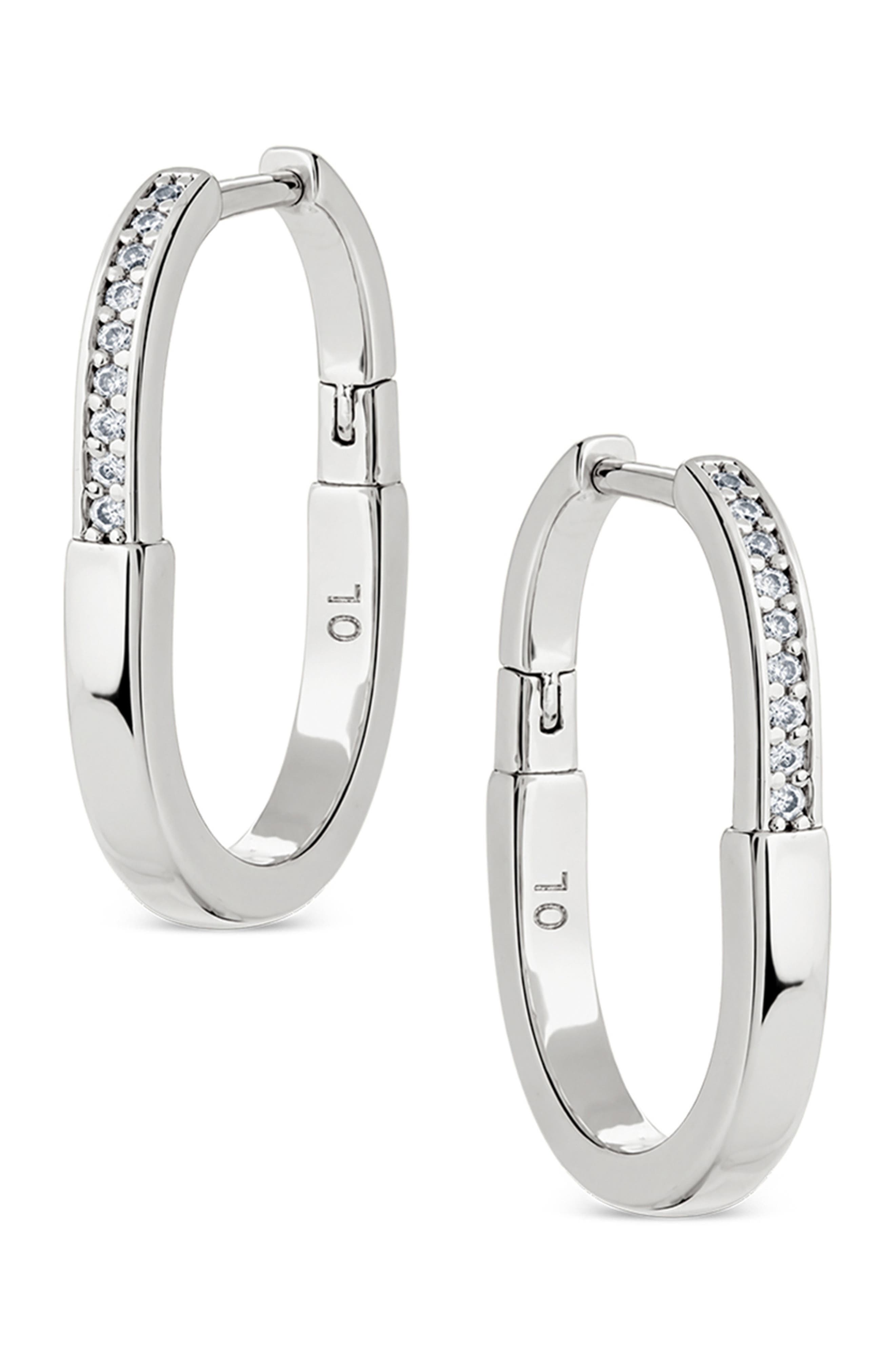 Slim Pavé Oval Hoop Earrings
