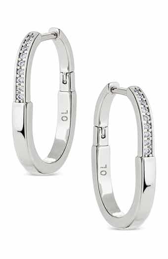 Slim Pavé Oval Hoop Earrings