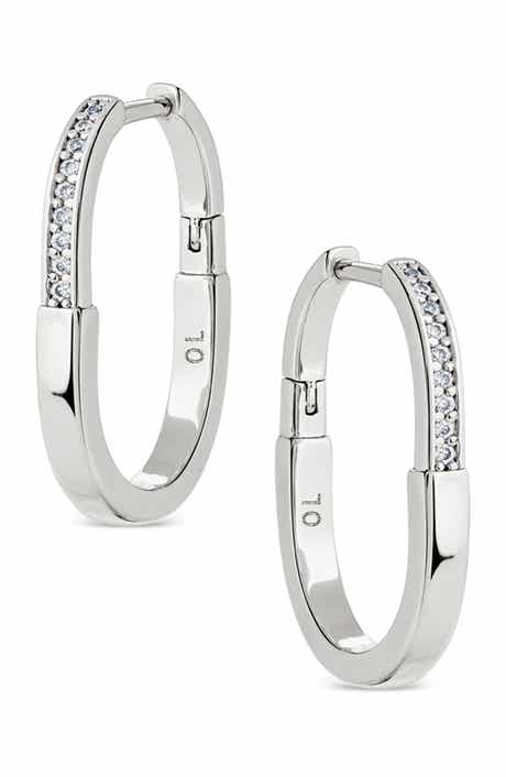 Slim Pavé Oval Hoop Earrings