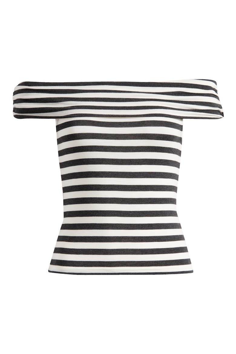 Stripe Off the Shoulder Top, Alternate, color, WHITE STRIPES