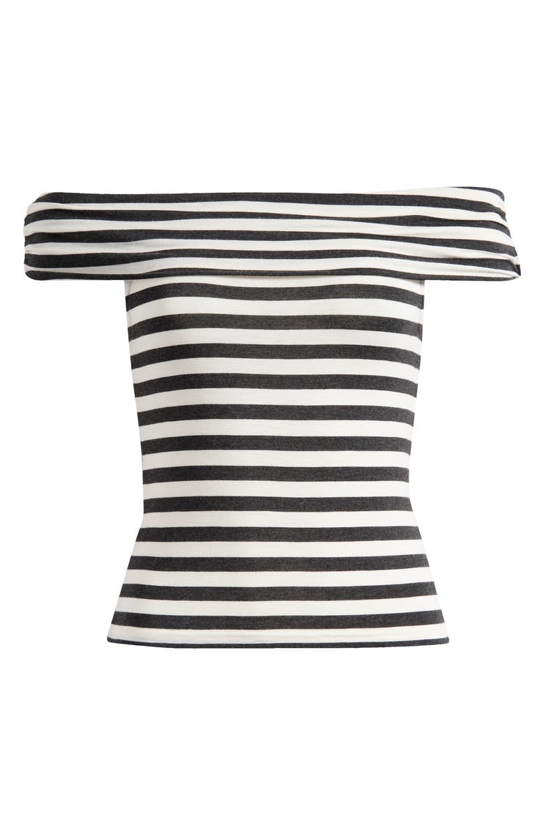 BDG Urban Outfitters Stripe Off the Shoulder Top, Alternate, color, White Stripes