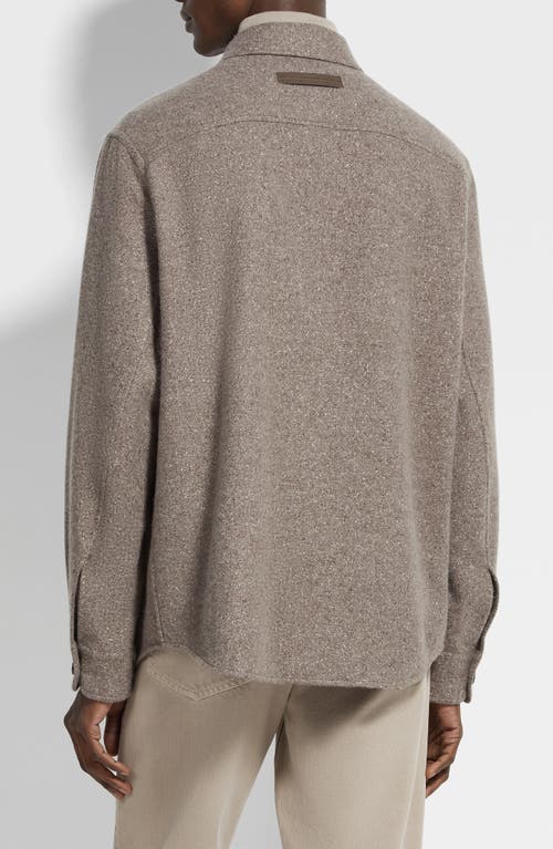 Zegna Cashmere And Silk Overshirt In Brown