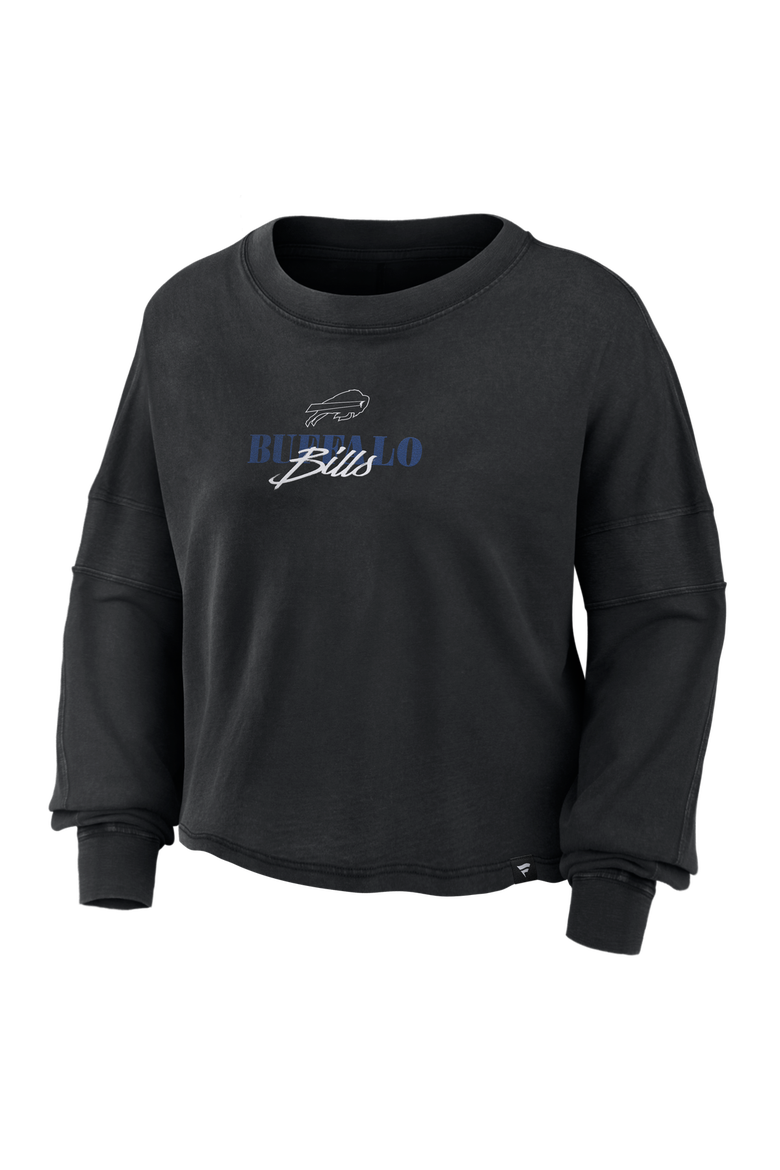 Women's Fanatics Black Buffalo Bills Oversized Chop Block Boxy Long Sleeve Top, Alternate, color, Black