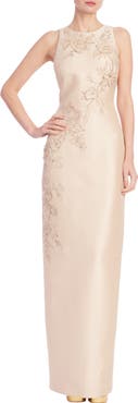Badgley Mischka Collection Floral Embroidered Column Gown