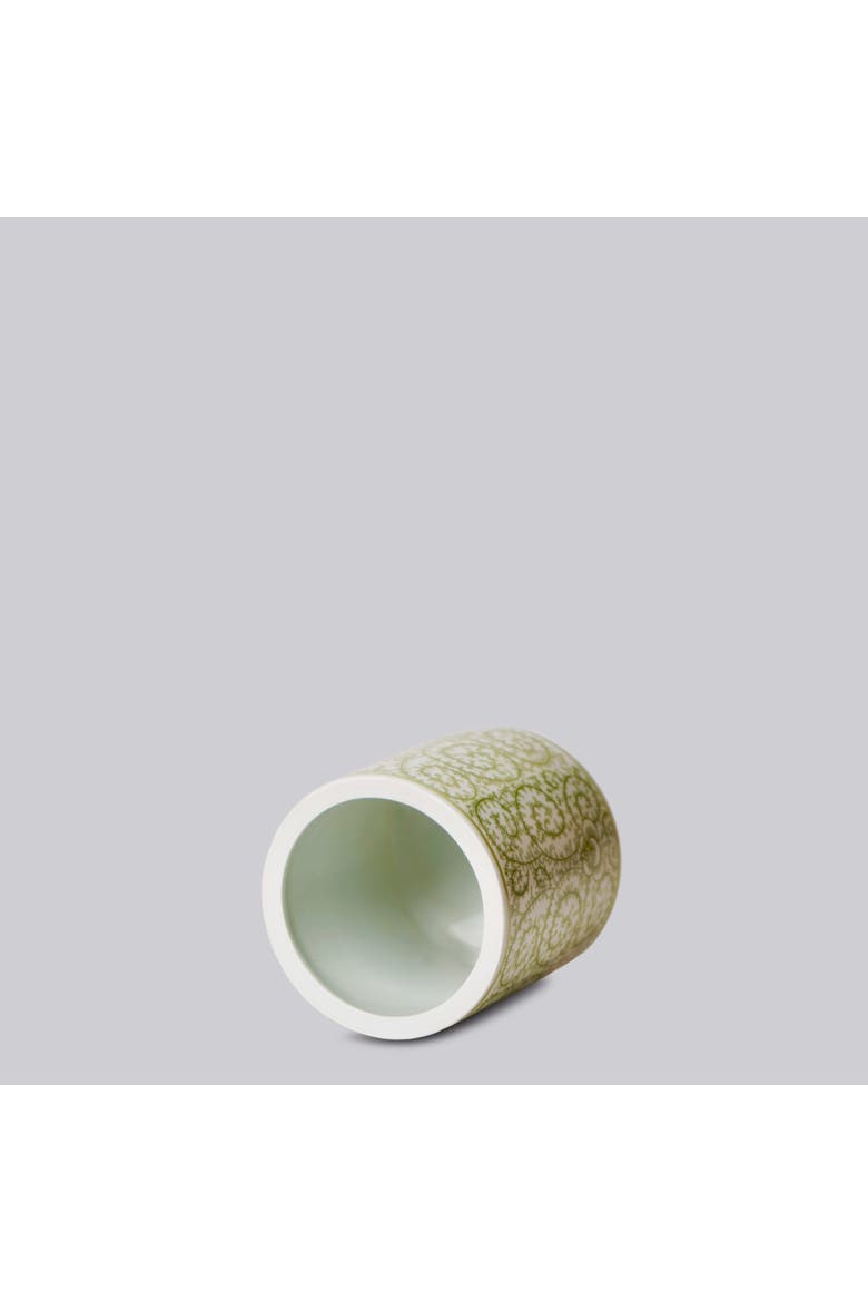 Porcelain Country Peony Cachepot, Alternate, color, Green + White