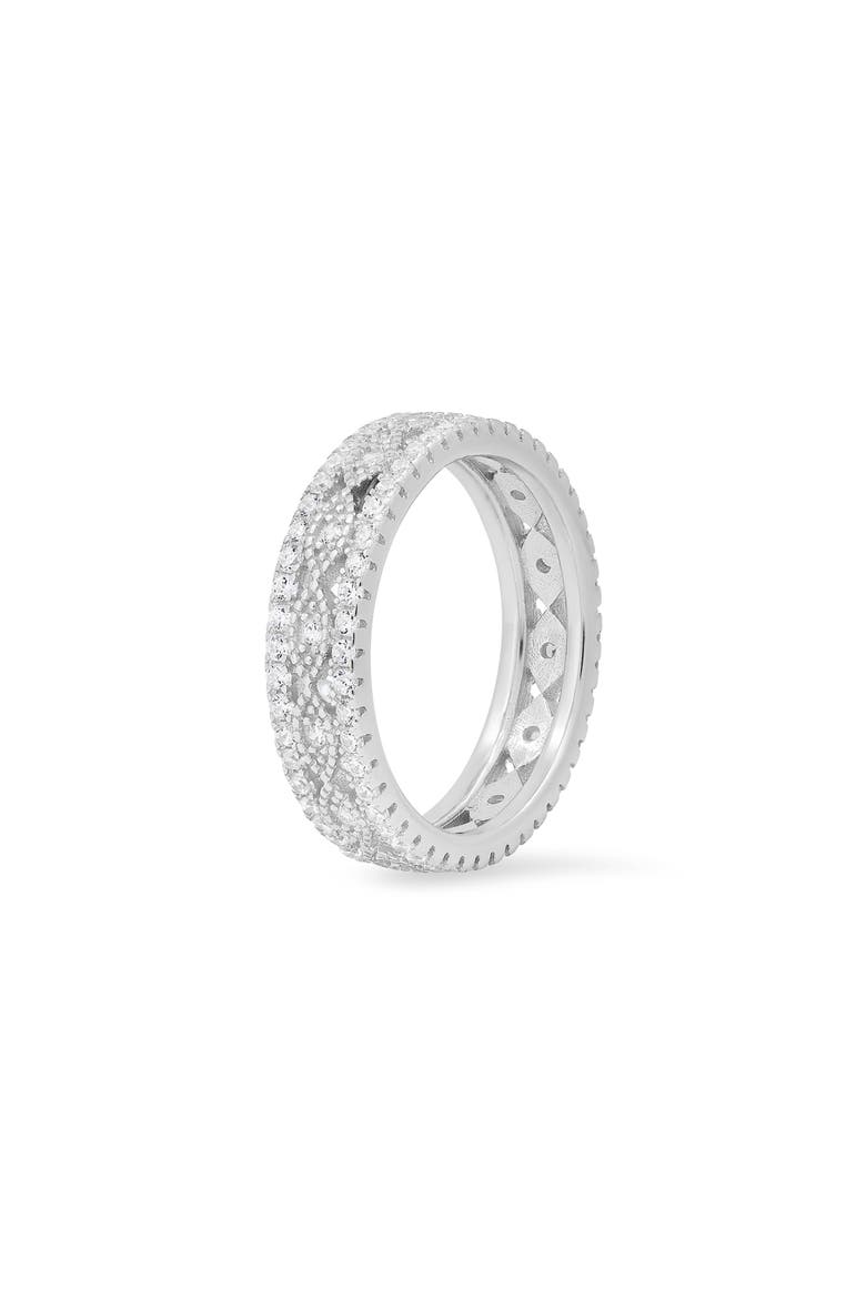Sterling Silver Cubic Zirconia Evil Eye Eternity Band Ring, Alternate, color, SILVER