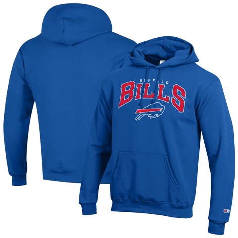 Men's Champion Royal Buffalo Bills Powerblend Arch over Logo Hoodie