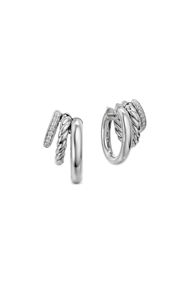 Mercer Sterling Silver Diamond Multi Row Earrings, Alternate, color, SILVER PAVE