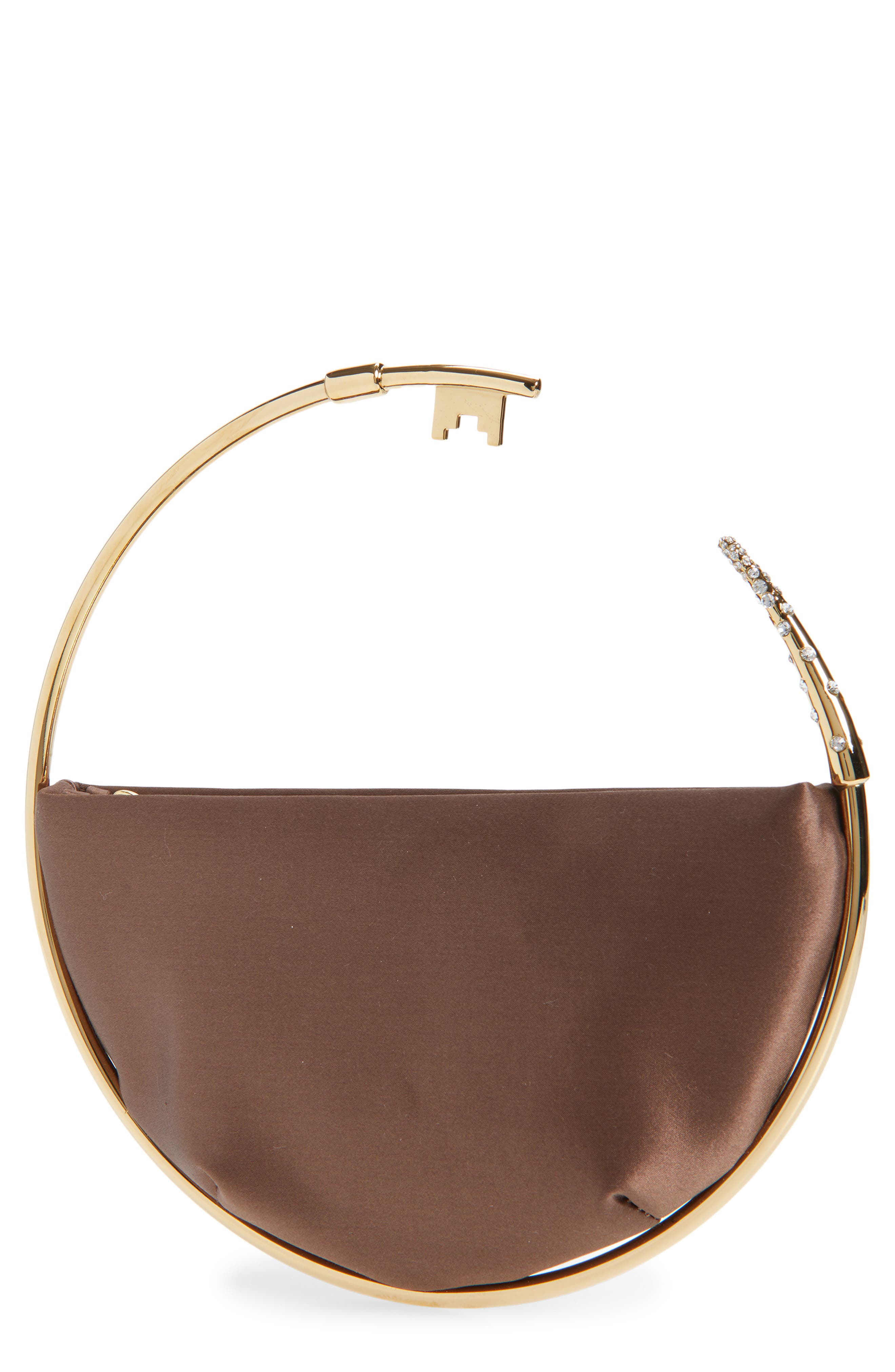 L’alingi Key Eternity Satin Clutch, Main, color, Chocolate Brown