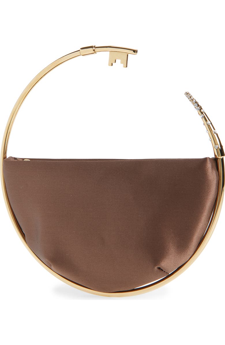 L’alingi Key Eternity Satin Clutch, Main, color, Chocolate Brown