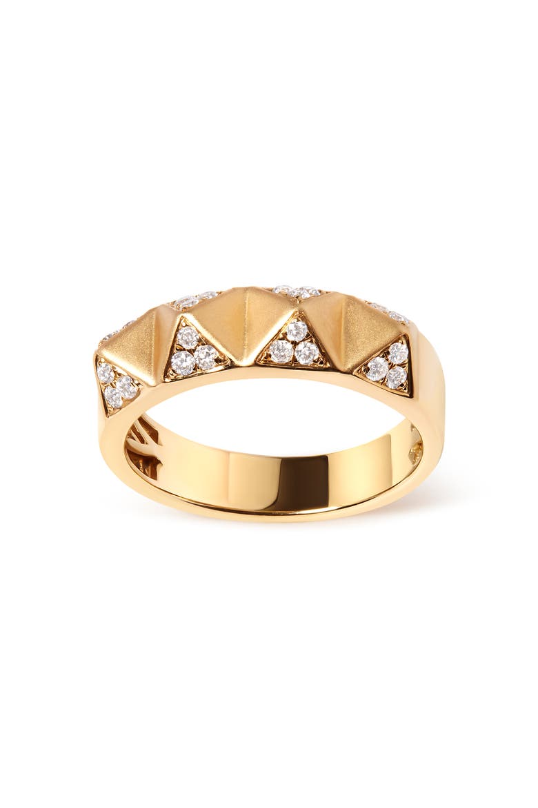 14K Yellow Gold 1/4Cttw White Diamond Pyramid Band Ring, Main, color, Yellow
