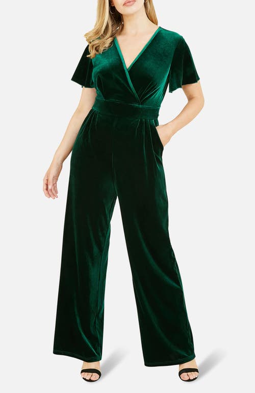 Yumi Angel Sleeve Velvet Jumpsuit In Multi