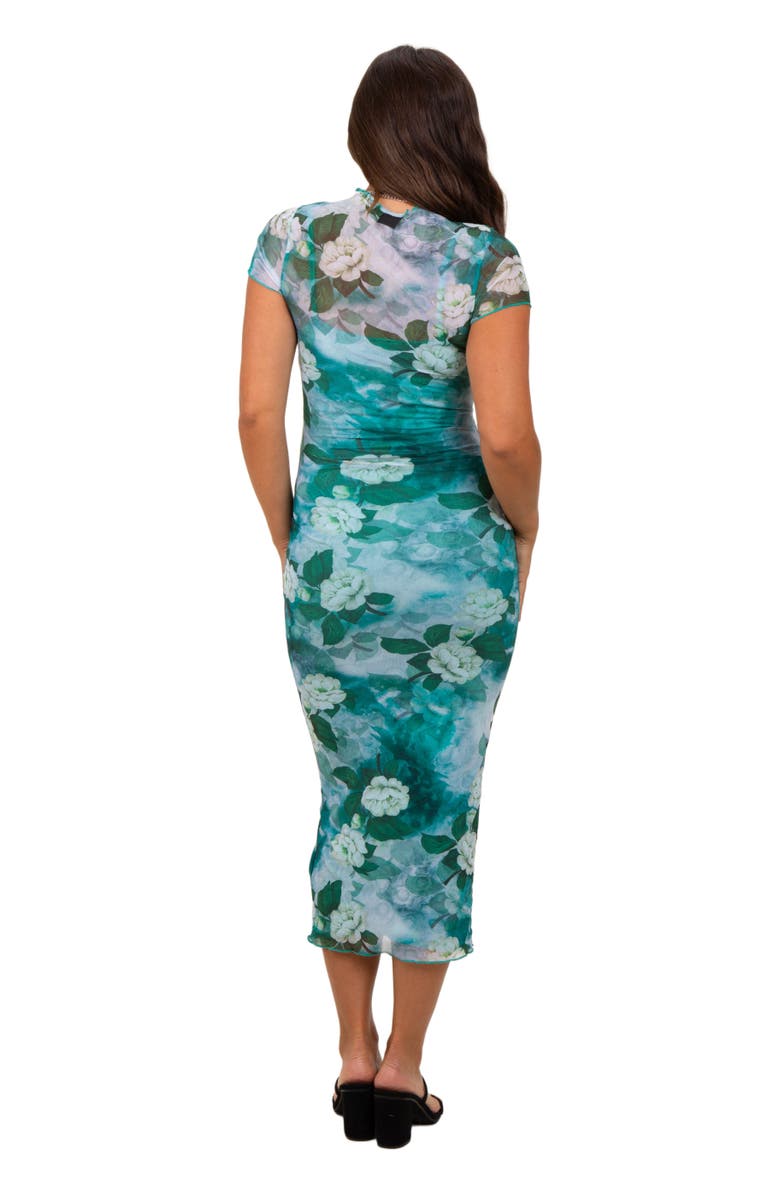 PinkBlush Floral Mesh Overlay Fitted Maxi Dress, Alternate, color, Green