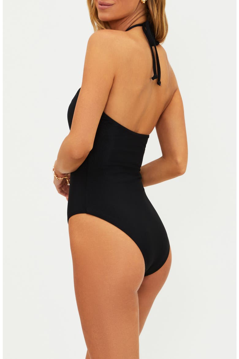Phoenix Halter One-Piece Swimsuit, Alternate, color, BLACK