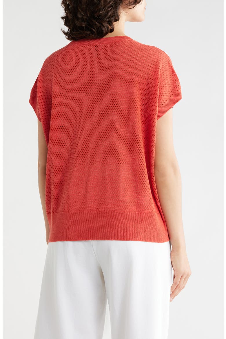 Crewneck Short Sleeve Pointelle Sweater, Alternate, color, TAMARILLO