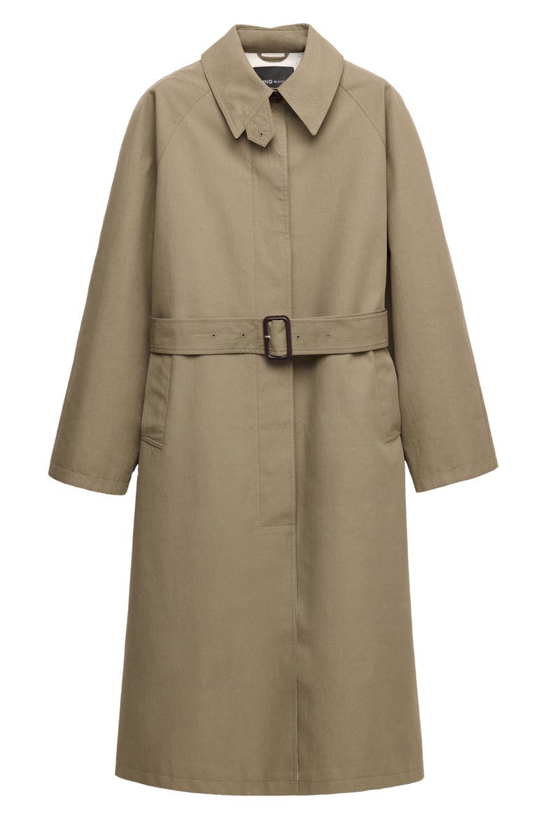 Shirt Collar Belted Trench Coat, Alternate, color, KHAKI GREEN
