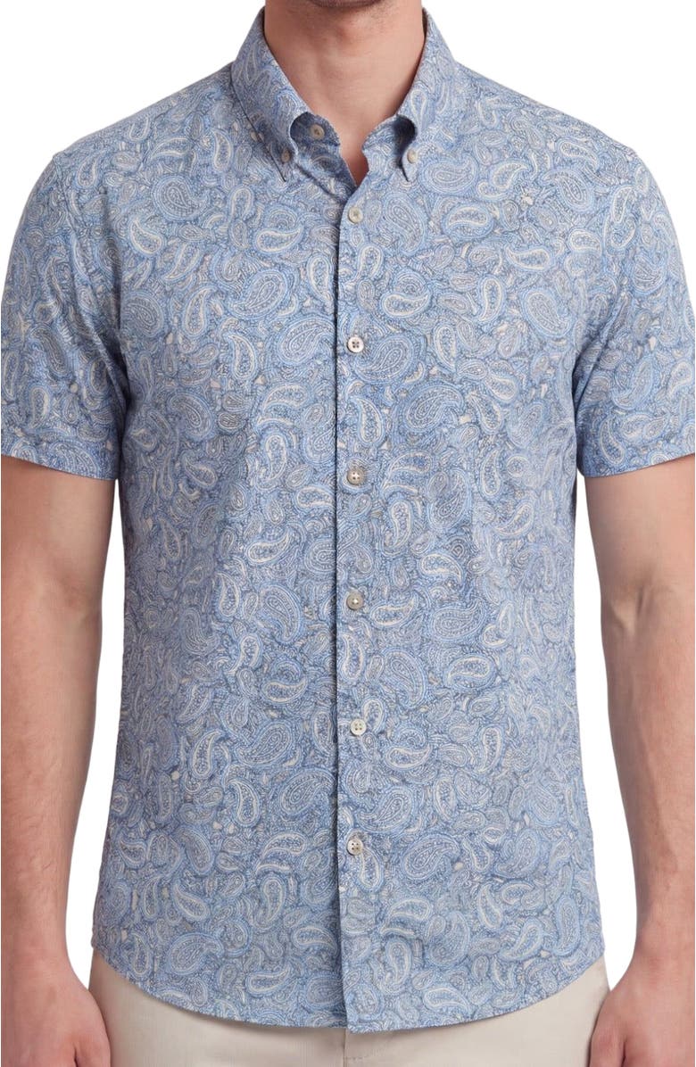 Lords of Harlech Paisley Pile Mens Printed Button Up Shirt, Alternate, color, Paisley Pile Natural
