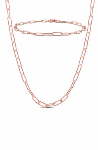 3mm Paperclip Textured Link Chain Necklace & Anklet Set