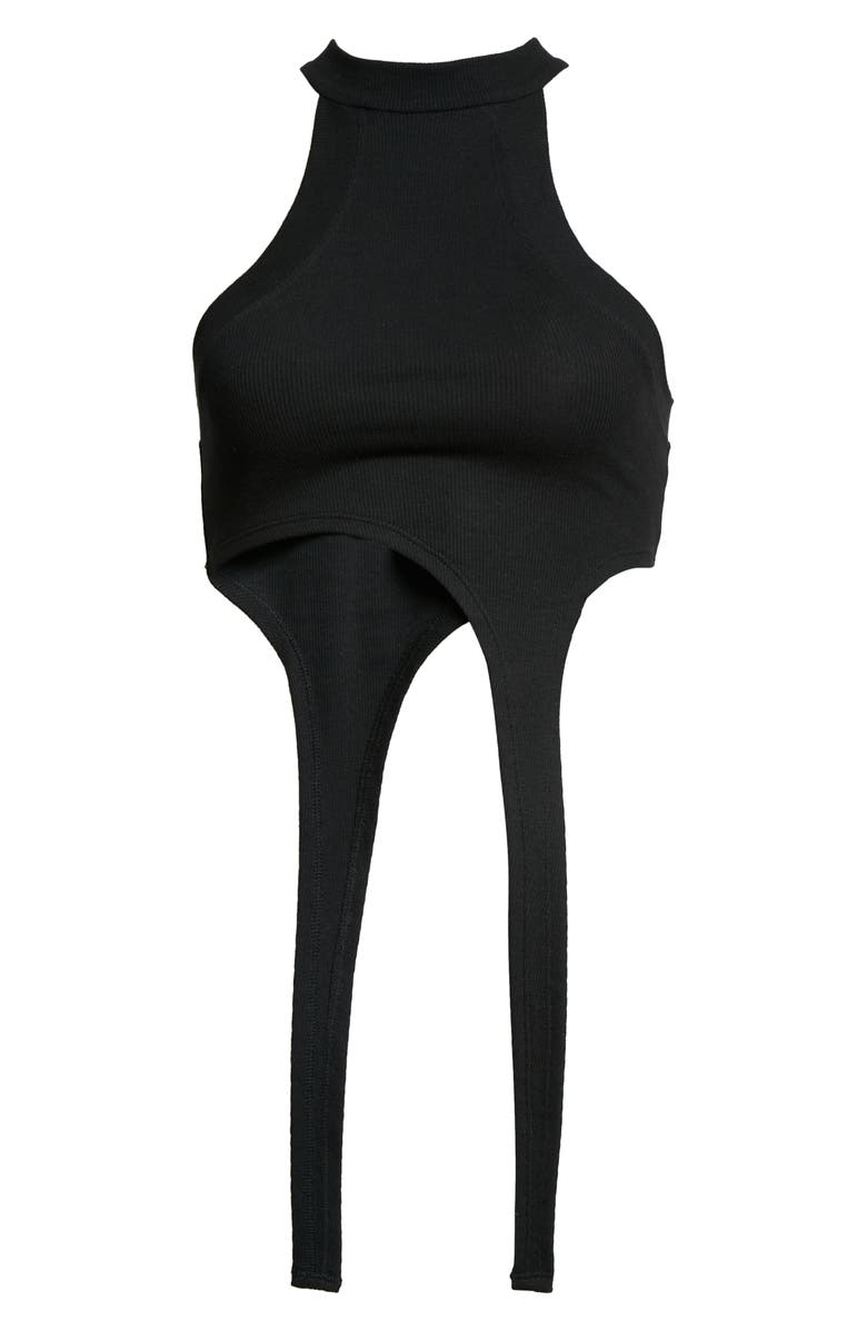 K.NGSLEY Gender Inclusive Raceher Rib Asymmetric Tank, Alternate, color, Black