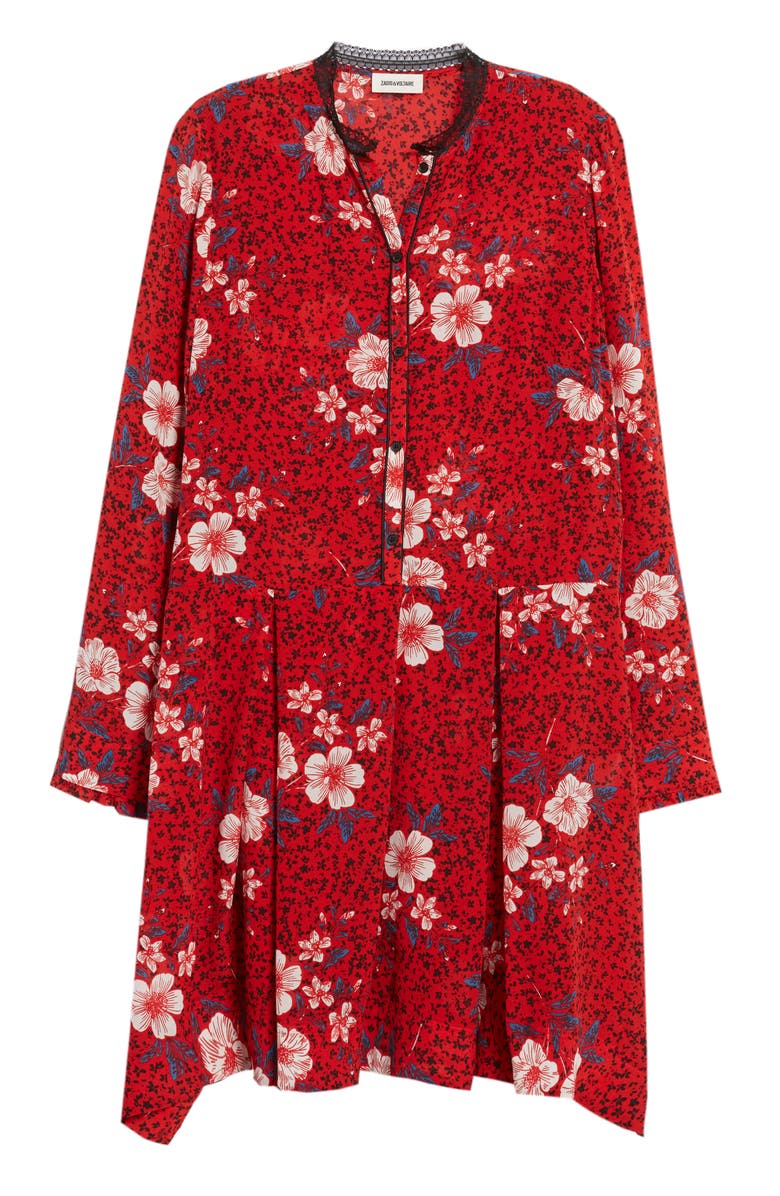 Zadig & Voltaire Ruti Pensee Double Floral Silk Dress, Alternate, color, 