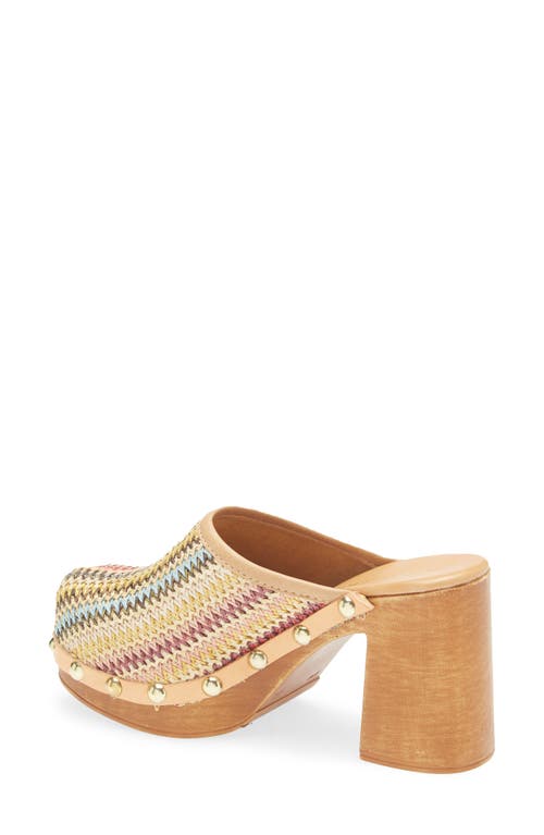 Chocolat Blu Melody Block Heel Clog In Multi Raffia