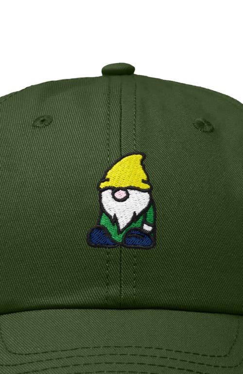 Dalix Gnome Embroidered Dad Hat In Olive
