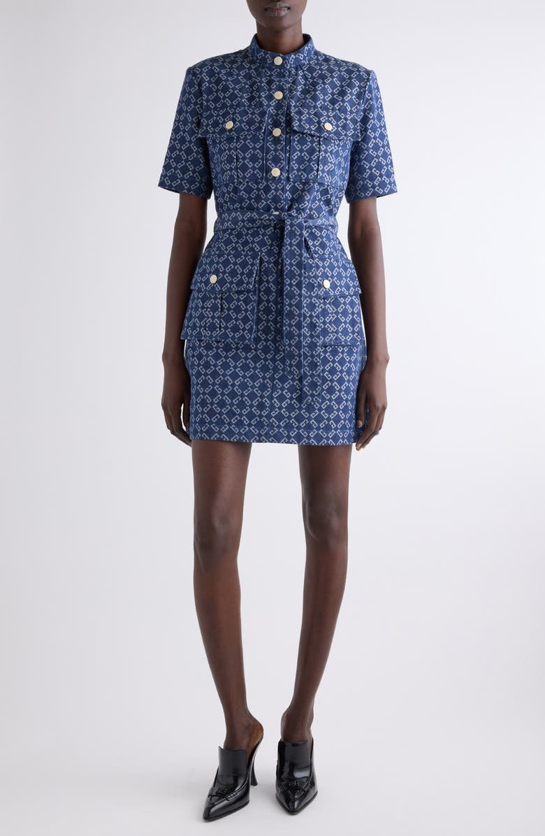 Givenchy Monogram 72 Jacquard Denim Mini Shirtdress, Main, color, Denim Blue
